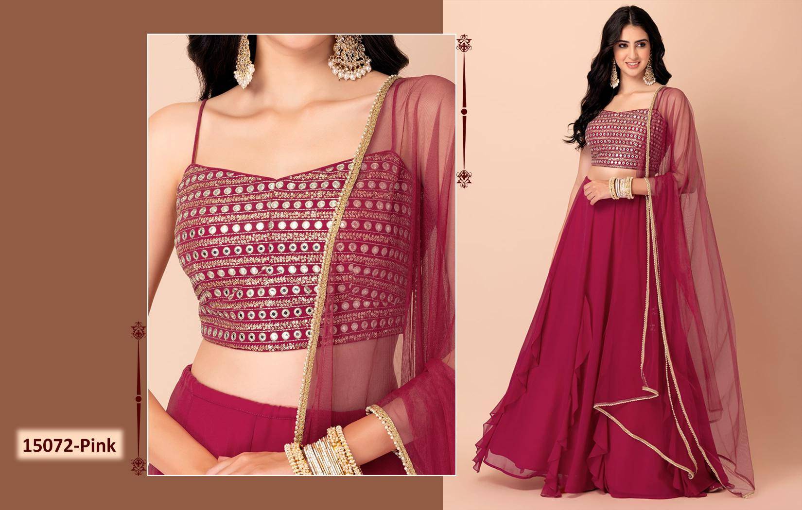 Zeel Clothing vol 26 georgette Pink Bulk lehenga choli market in Kolkata